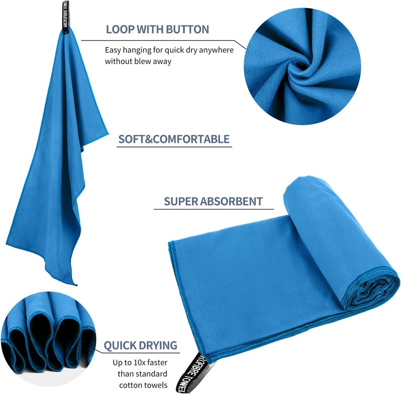 ZIUDBOC Microfiber Travel Towel, Soft Lightweight Quick Dry Towel, Super Absorbent Compact Travel & Sports & Beach Towels for Camping, Backpack, Gym, Swimming, Yoga, Hiking (XS:12"×24" -Blue) - Image 5